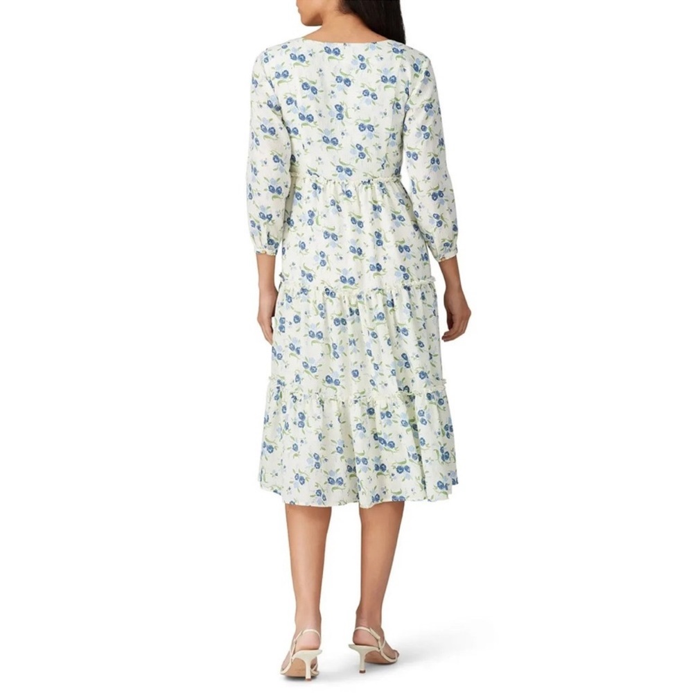 SWEET BABY JAMIE White and Blue Floral Tiered Dress Size S - Picture 3 of 8